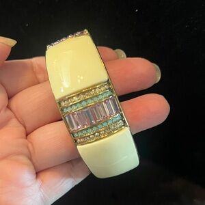 Heidi Daus Crystal Rhinestone Dbl Hinged Cuff Bracelet-French Chic  sz M/L NIB